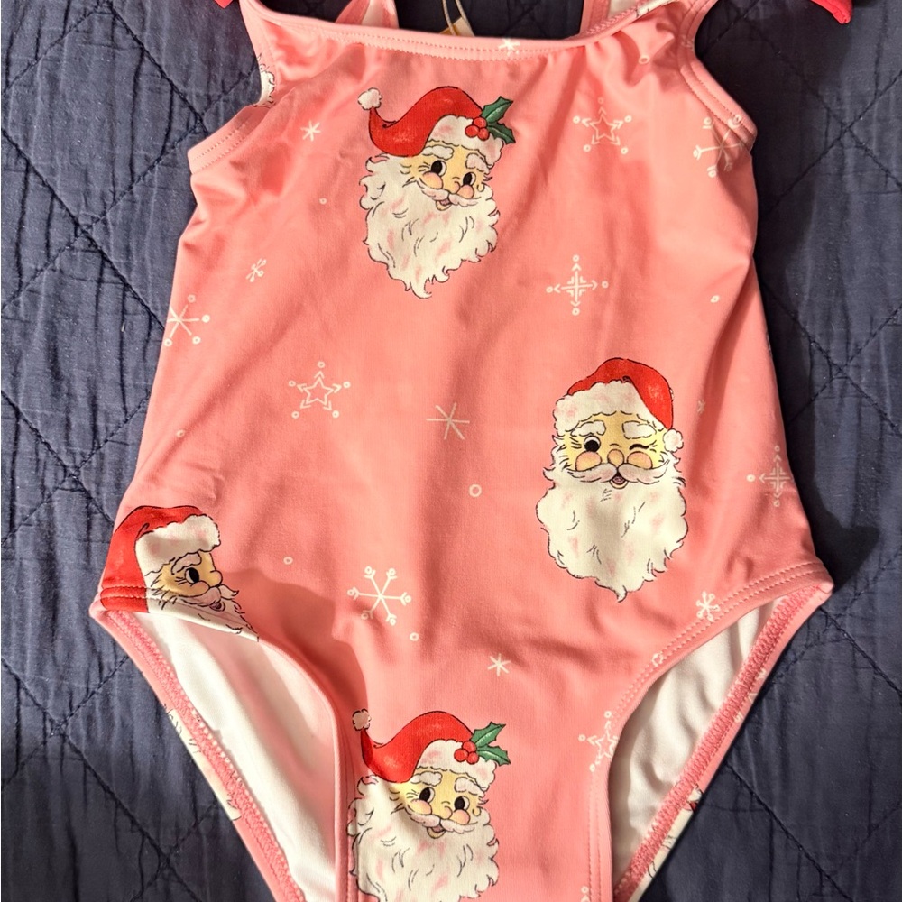 The Beaufort Bonnet Company Pink Santa Kids Swim One Piece